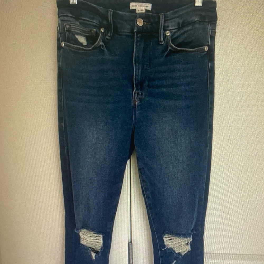 Good American Blue Denim Mid-Rise Jeans